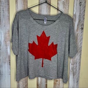 Canada Red Leaf Grey Crop Top - L/XL